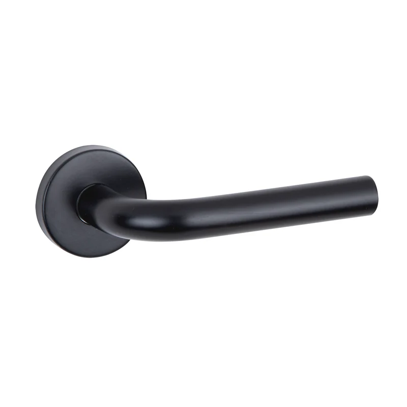 Poignée modèle 403 avec rosace ronde en acier inoxydable finition noire pour portes