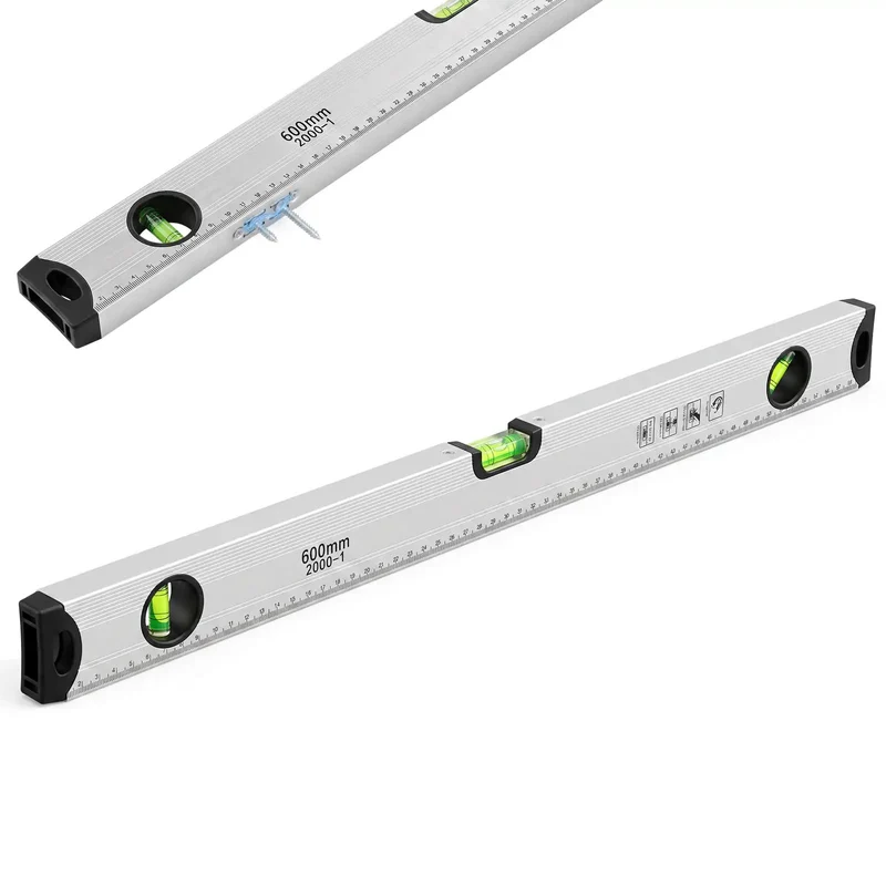 24 Inch Magnetic Torpedo Spirit Level Heavy Duty Aluminum Alloy Measuring Ruler For Carpenter Jobsite DIY Shop Grade Precision Bullseye Vials With Iron Grabbing Magnet