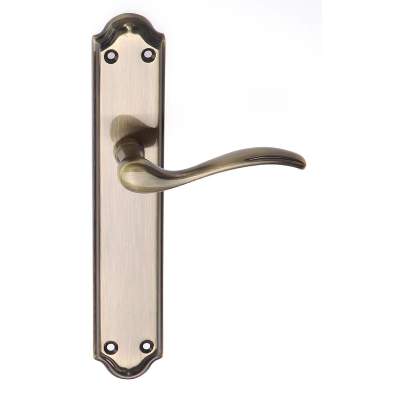 Béquille modèle « 301 » avec plaque ovale courbée en aluminium finition cuir pour portes
