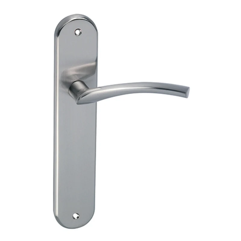 Poignée modèle '553' en zamak avec plaque ovale finition nickel satiné pour portes