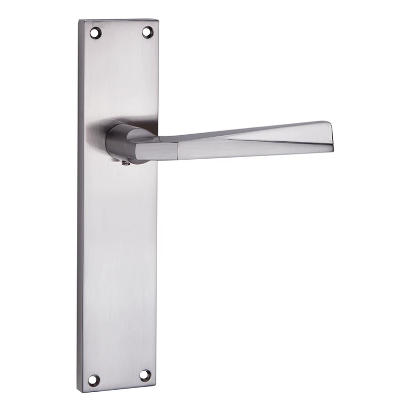 Béquille avec plaque rectangulaire en zamak finition nickel satiné pour portes modèle '208'