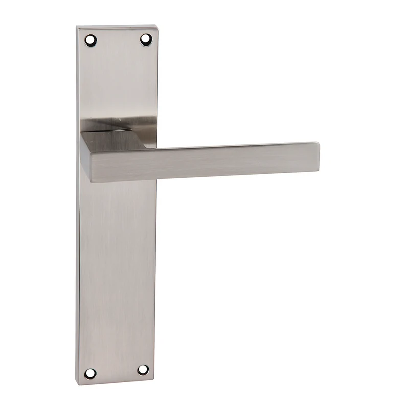 Poignées modèle « 220 » avec plaque rectangulaire en zamak pour portes, finition nickel satiné