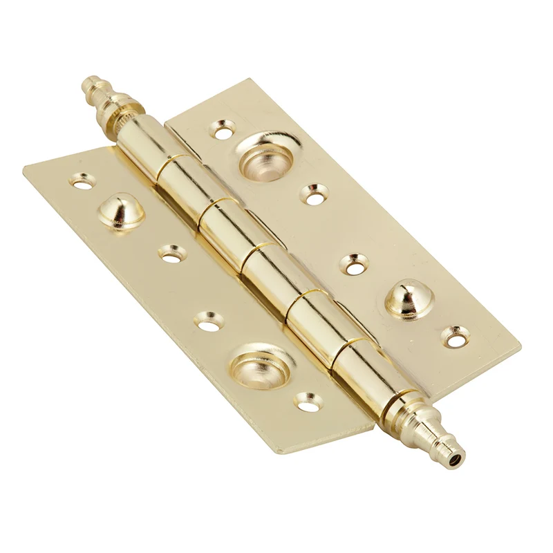 Charnière spéciale de sécurité à angle droit avec butée pour porte blindée finition laiton.