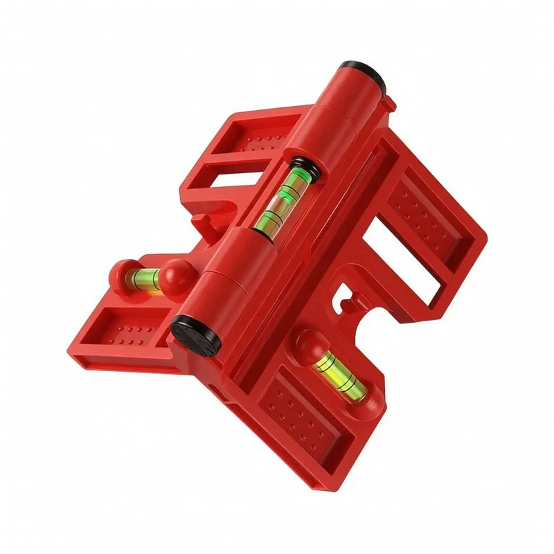 Kickass Compact Folding Spirit Level Built Tough With Heavy Duty Steel Gripping Jaws For Ridiculously Tight Corners And Hella Accurate Dual Axis Bubble Readings In Glossy Red