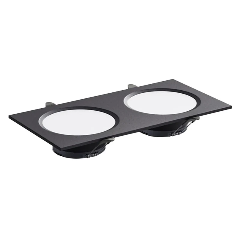 Slick Square Double Head LED Recessed Downlight Ceiling Lamp With Smooth Anti Glare Acrylic Cover And Zero Hassle Install For Your Dope Home Setup Or Chic Living Room Vibe
