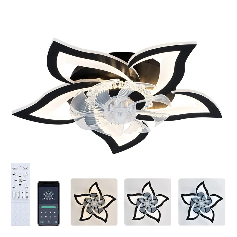 Matte Black 24 Inch Ceiling Fan With Remote Control And Three Light Settings Six Speeds Silent Copper Motor Low Profile Flush Mount Dead Simple Diy Install Tight Frame For Hella Smooth Cooling Bliss
