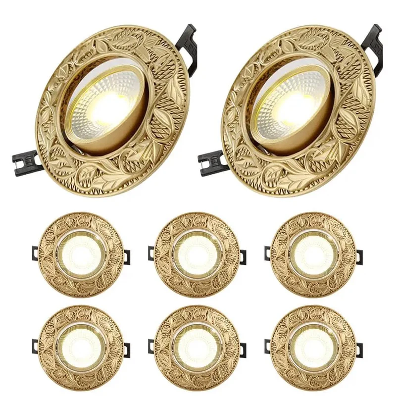 Pack Of 8 Solid Build 3.9 Inch Round Led Recessed Downlights Brass Trim Dimmable Directional Wafer Fixtures Hassle Free Setup For Home Entrance And Living Space Glow