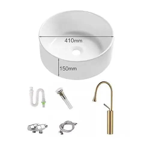Round Countertop Vessel Sink With Thickened Copper Drain Basket For Bathroom Washbasin And Balcony Area Game Changing No Fuss Cleanup Top Tier Modern Design Hassle Free Installation And Slick Finish For Daily Use