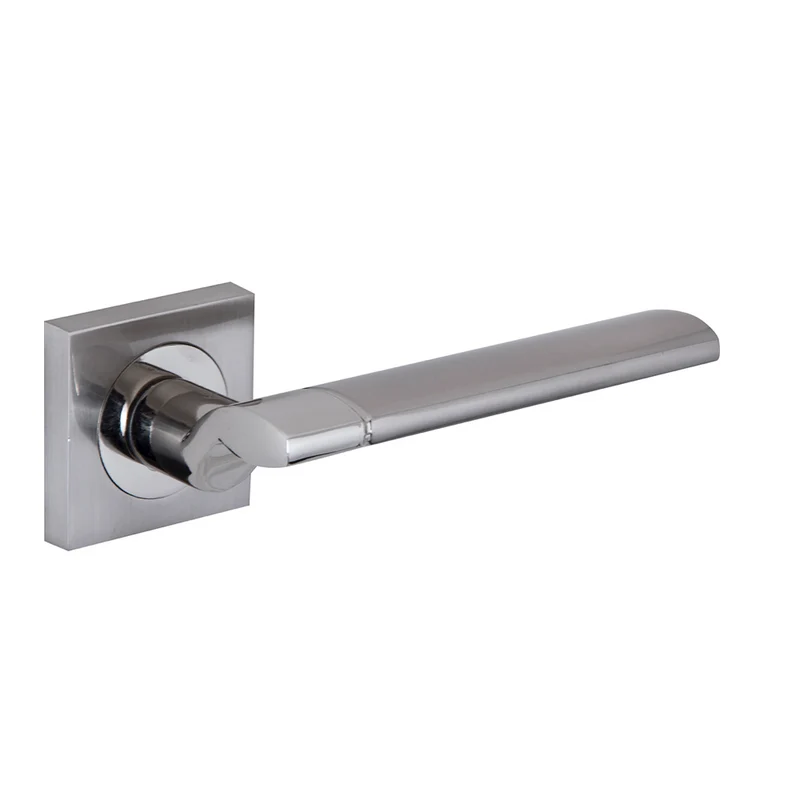 Poignée Macha en aluminium avec rosace carrée finition nickel combiné