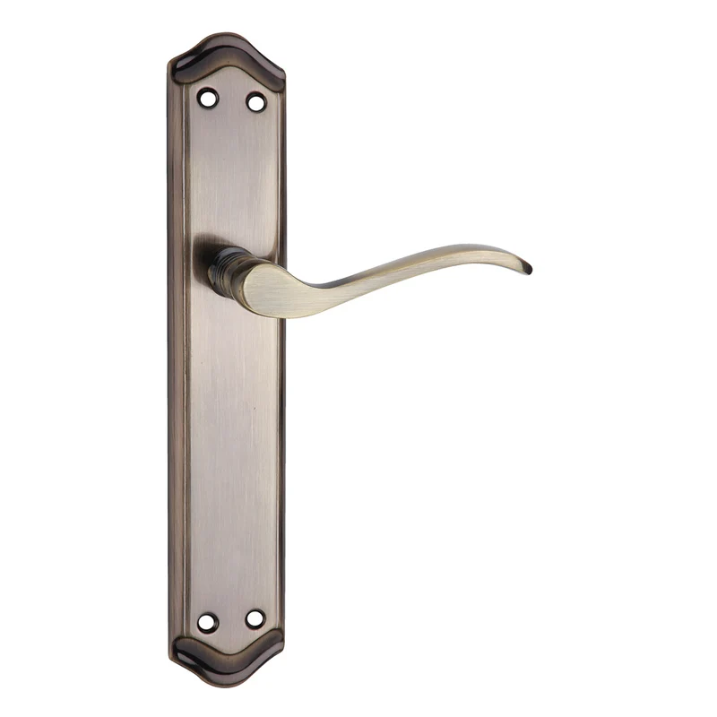 Béquille modèle '881' rustique finition cuir en aluminium avec plaque courbe pour portes