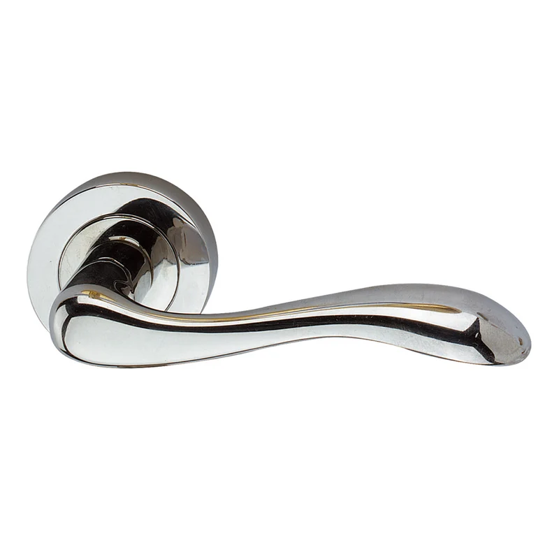 Béquille modèle « 501 » sur rosace ronde en laiton finition chrome brillant