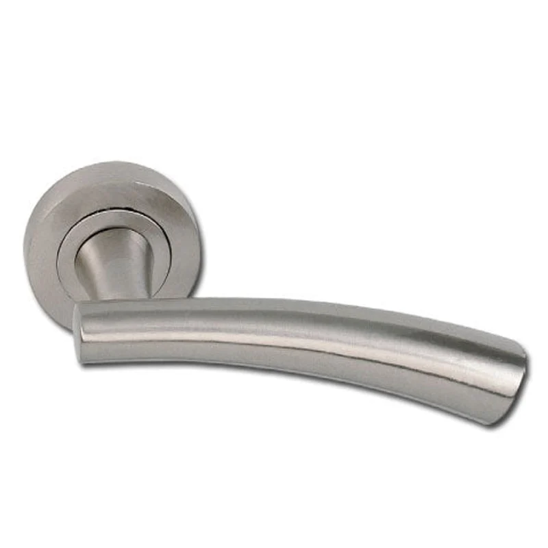 Poignée modèle '1001' en laiton avec Rosace Ronde finition nickel satiné pour portes