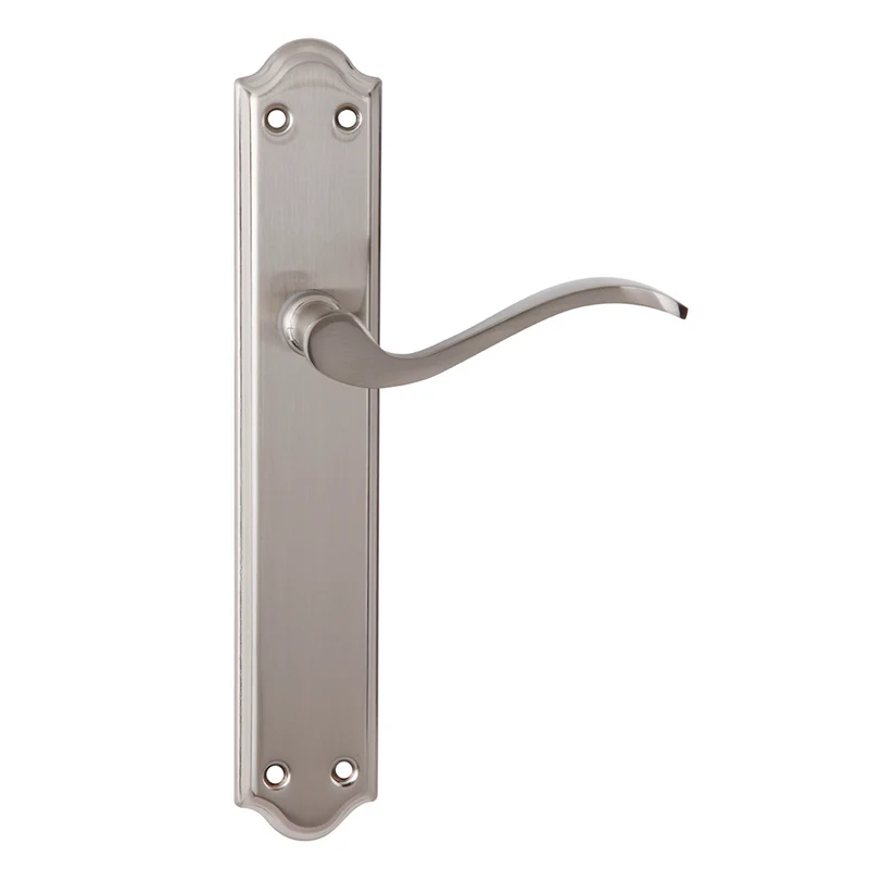 Béquille modèle « 1101 » en zamak avec plaque incurvée finition nickel satiné pour portes