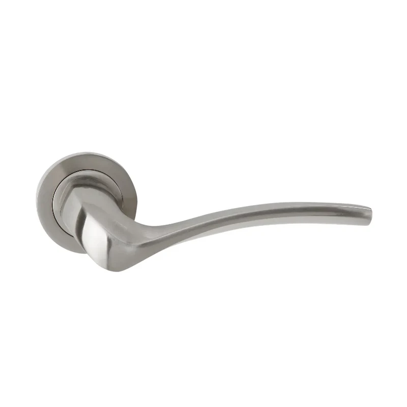 Poignée de porte ZAMAK '930' avec rosace ronde et finition nickel satiné