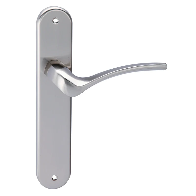 Béquille modèle '930' en zamak avec plaque ovale finition nickel satiné pour portes