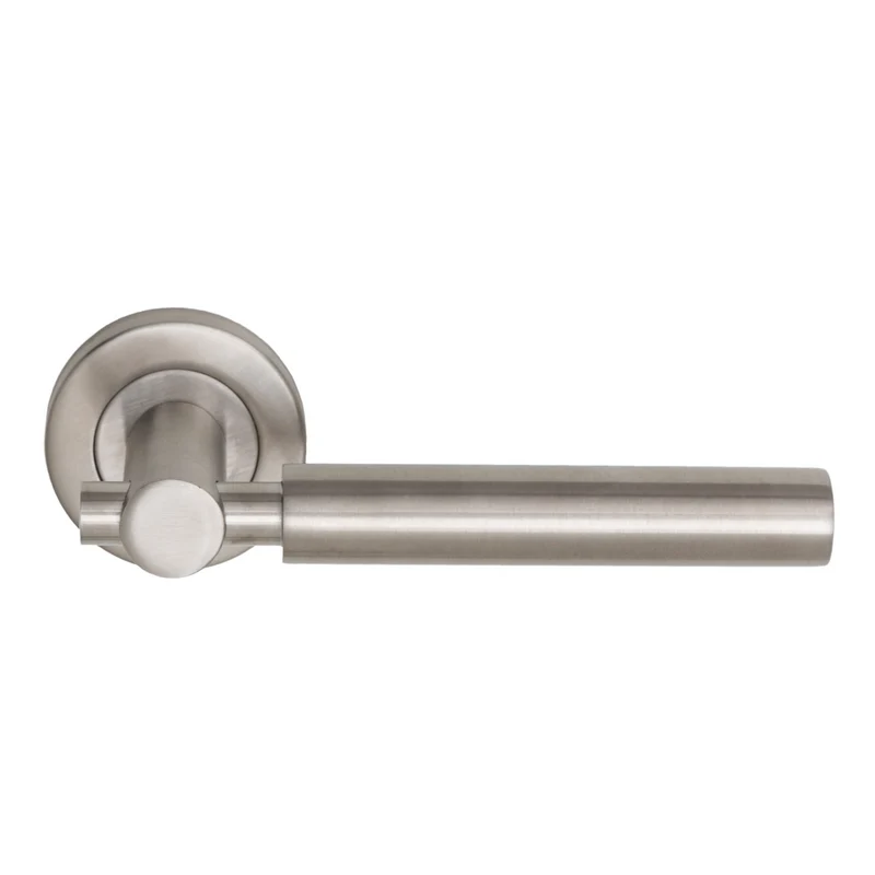 Bouton de porte Grian avec rosace ronde en acier inoxydable