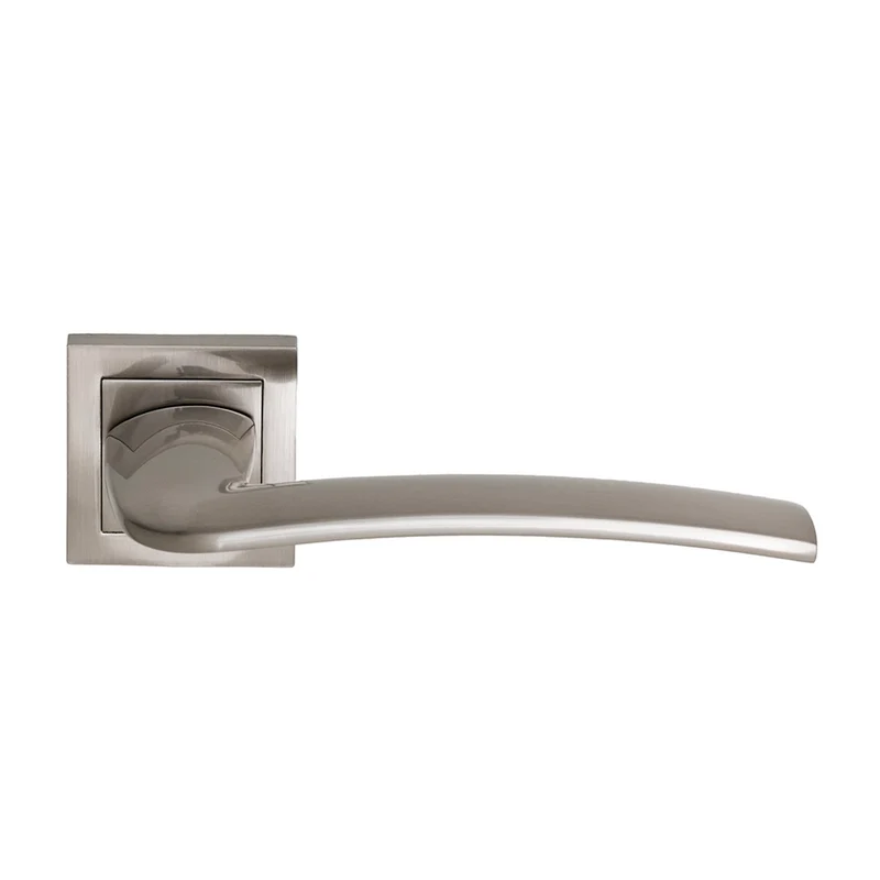 Poignée de porte modèle '340' en zamak avec rosace carrée finition nickel satiné