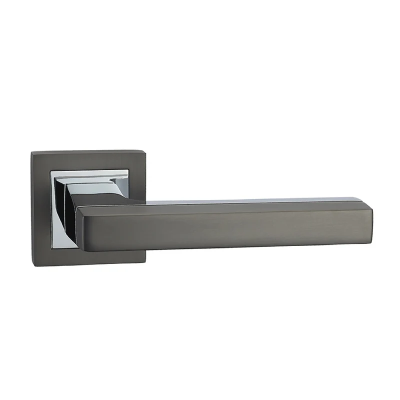 Poignée modèle Esus '848' avec rosace carrée en zamak finition graphite bicolore pour portes '848'