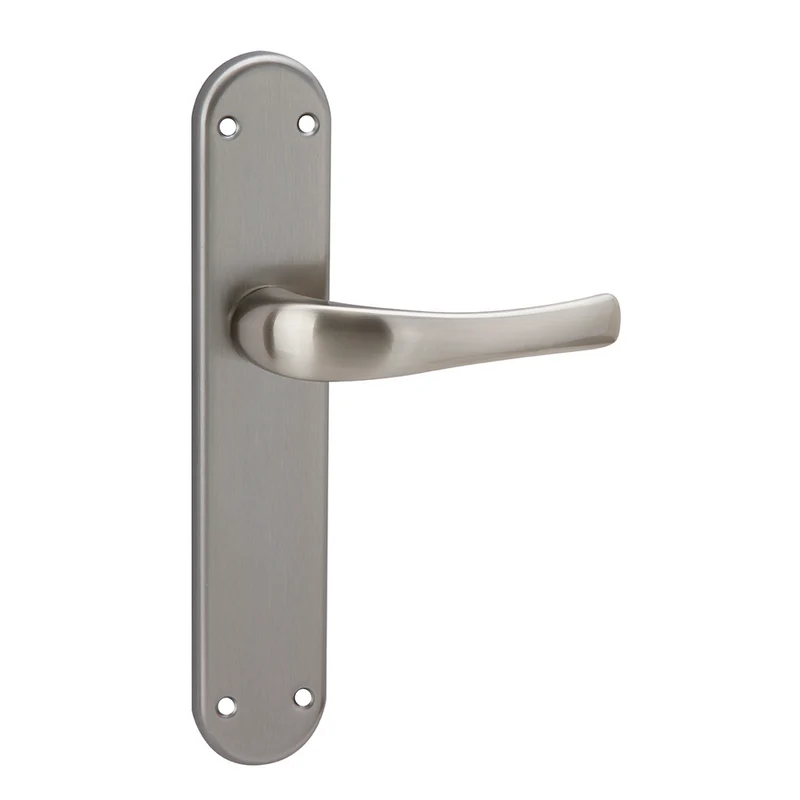 Poignée modèle '250' sur plaque ovale finition nickel satiné pour portes