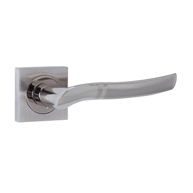 Béquille '230A' en aluminium nickel avec rosace carrée pour portes