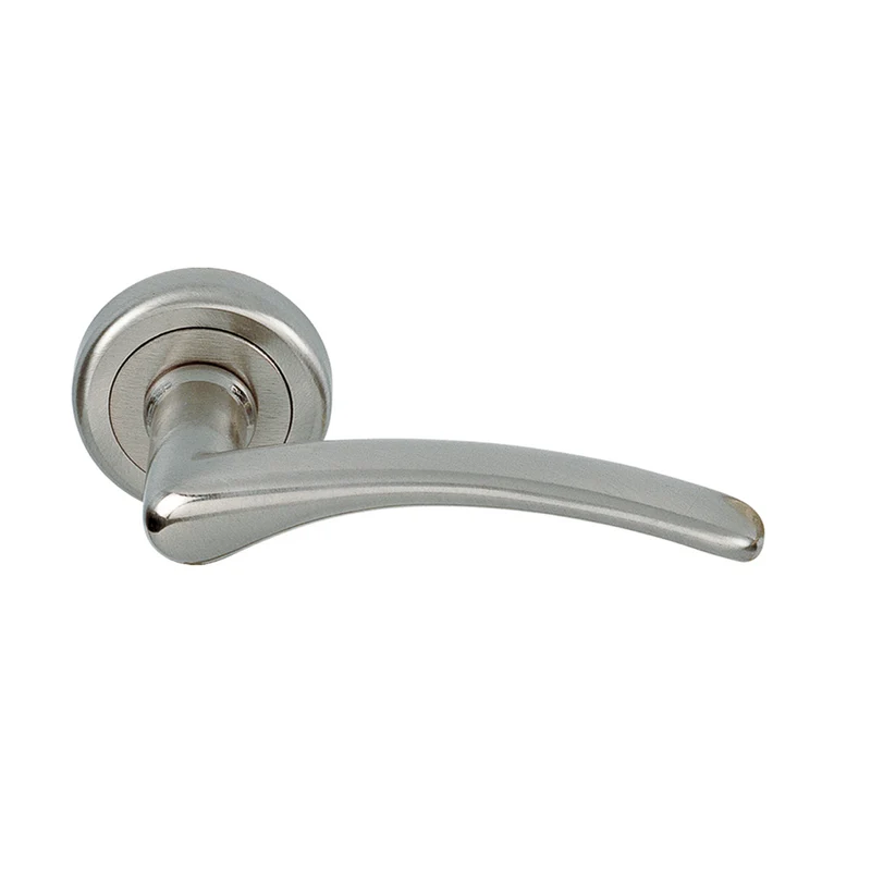 Poignée de porte '333' avec Rosette Ronde en zamak, finition nickel satiné