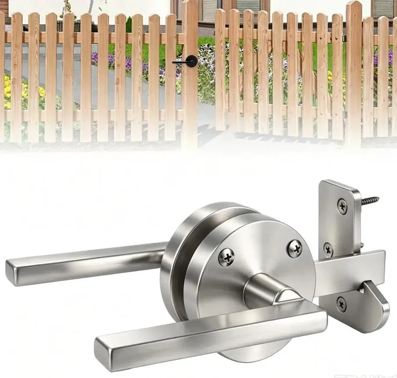 Heavy Duty Double Sided Gate Latch For Wooden Fence With Flip Up Handles Auto Spring Lock Weather Resistant Rust Proof Silver Finish Killer Backyard Security That Works Like A Dream