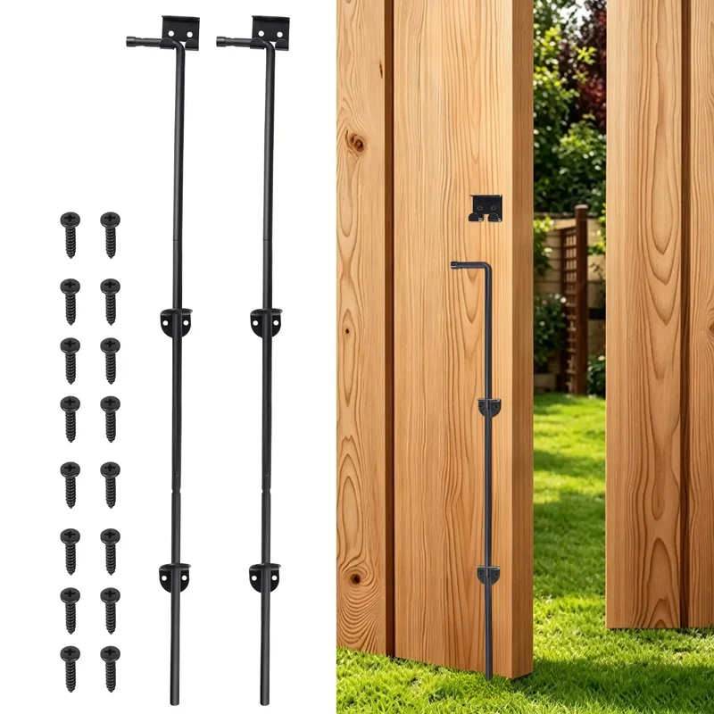 Heavy Duty 36 Inch Cane Bolt Gate Drop Rod Bulletproof Steel Ground Latch For Double Gates Windproof Fence Anchor Tough As Nails Security For Wood Vinyl Or Metal Yards 2 Pack