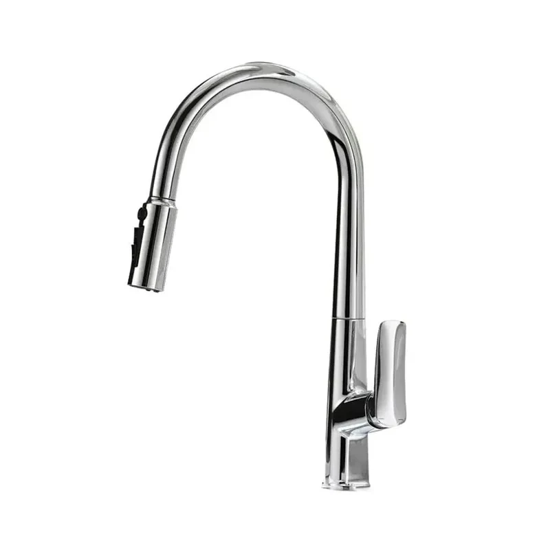 Dope Dual Spout Kitchen Faucet With Smooth Pull Out Spray And Polished Chrome Finish Crafted For Pure Drinking Water And Everyday Grind Using A Sturdy Swivel Base Easy Install