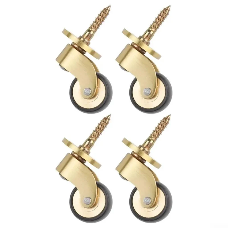Set Of Four Heavy Duty Brass Furniture Casters Providing Dead Quiet 360 Swivel Glide For Effortless Couch Relocation And Super Easy Modern Assembly