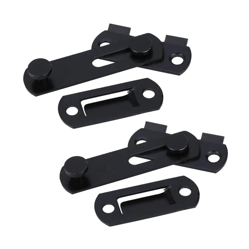 2pcs Beefy Right Angle Hasp Latch Pair Forged From Rust Proof Stainless Steel Boasting A Heavy Duty Build And Mean Black Coating To Hold Down Doors Windows And Gates With Serious Security So You Can Chill Knowing Your Gear Is Squared Away