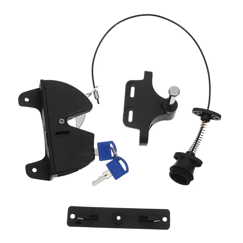 Heavy-Duty Self-Locking Gate Lock For Outdoor Fence With Key Reinforced Nylon 2-Sided Latch For Privacy Garden Yard Farm Gate Weatherproof Rock Solid Lockdown Easy Install