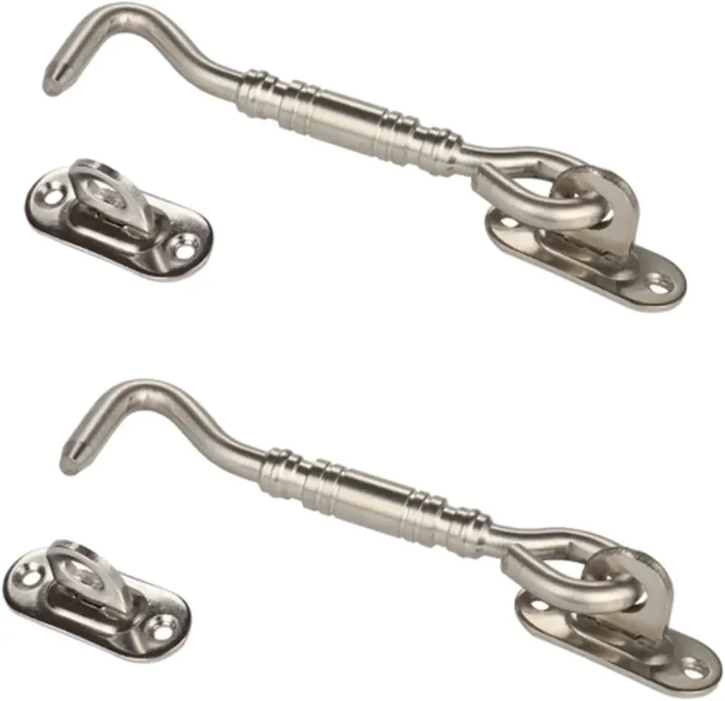 Heavy Duty Stainless Steel Gate Hook And Eye Latch Built Tough As Nails For Securely Locking Exterior Doors Fences Gates Windows Cabinetry Anti Rust Corrosion Resistant Chrome Finish