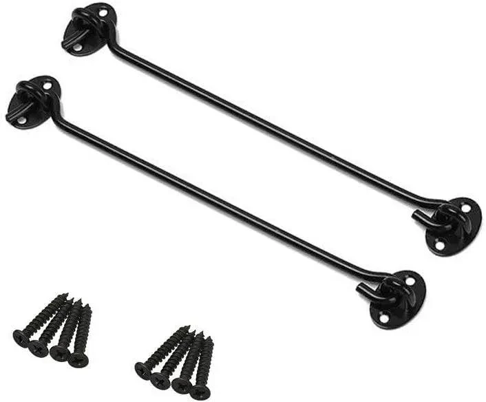 Built Like A Tank Two Pack Swivel Hook Gate Latch Stainless Steel Barn Shed Cabinet Door Holder Corrosion Proof Black Tone Heavy Duty Kit For A Snappy Wood Door Setup