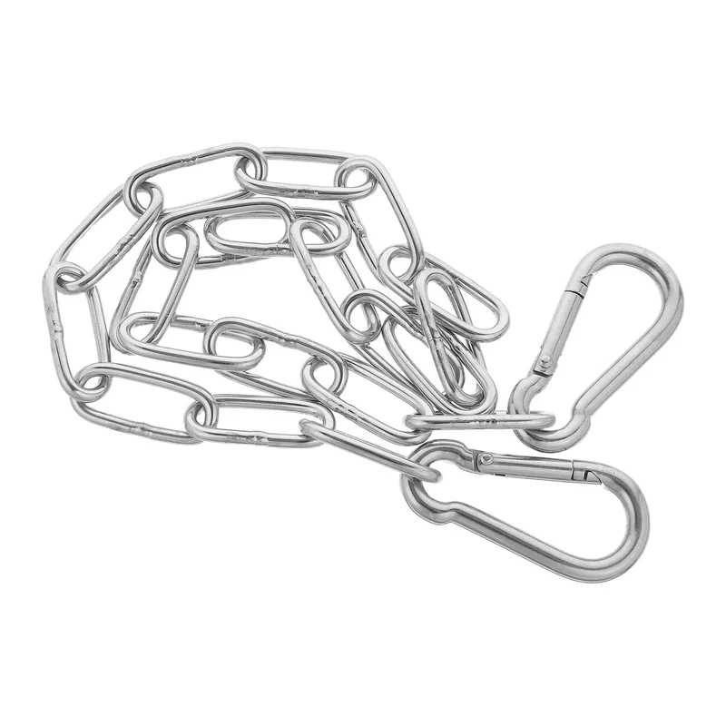 Heavy Duty Stainless Steel Chain Gate Latch With Dual Carabiner Hooks For Outdoor Fences And Yards Locks Down Tight No Tools Needed Weatherproof Build That Takes A Real Beating