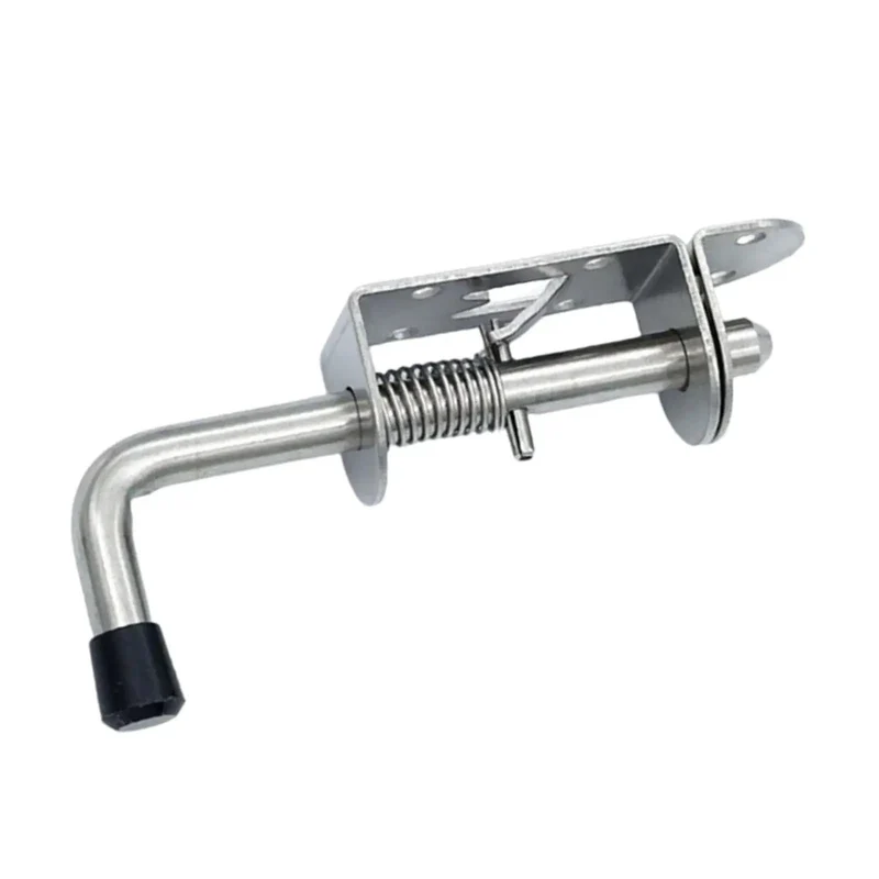 Solid Stainless Steel Spring Latch Gate Lock With Hefty Rubber Grip Handle Rust Resistant Slide Bolt For Barn Fence Shed Door Built Tough Outdoor Security Hardware