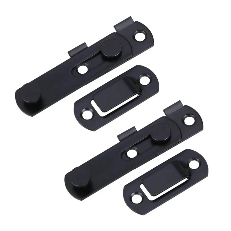 Tough As Nails Stainless Steel Gate Latch For Shed Or Fence, Right Angle Door Hasps With Slot Design, Rust Proof Black Hardware Locks Keep Out Intruders, Straightforward Install Mounting Kit Included