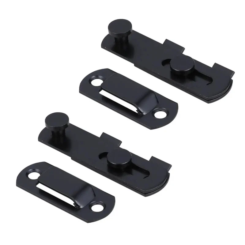 Two Pack Sleek Black Stainless Steel Right Angle Door Hasp Latch For Heavy Duty Gate And Cabinet Security Lock Built Badass And Rust Resistant With No Sweat Install