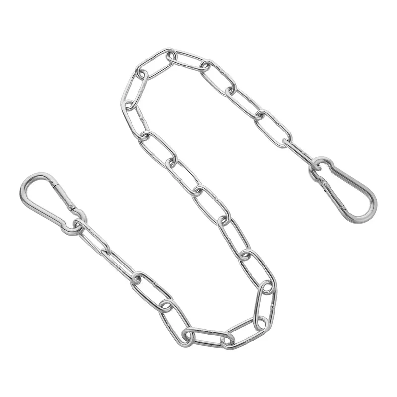 Bulldog Tough Rust Proof Stainless Steel Double Carabiner Ends Quick Slide Design Easy Grip Handle Securely Locks Any Standard Chain Link Backyard Gate