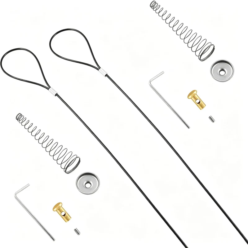 Heavy Duty Black Stainless Steel Gate Latch Cable Pull Kit With Spring Tension Adjustment Includes Every Last Piece Of Gear To Secure Two Driveway Gates Smooth Daily Use Without Any Headaches