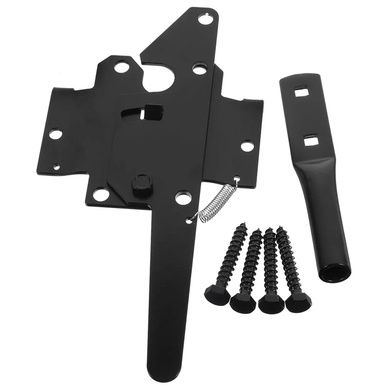 Heavy Duty Hidden Latch And Sturdy Gate Hinge Kit For Wooden Fences Backyard Secure Lock Black Iron Outdoor Decorative Garden Yard Metal Hardware Quick Install