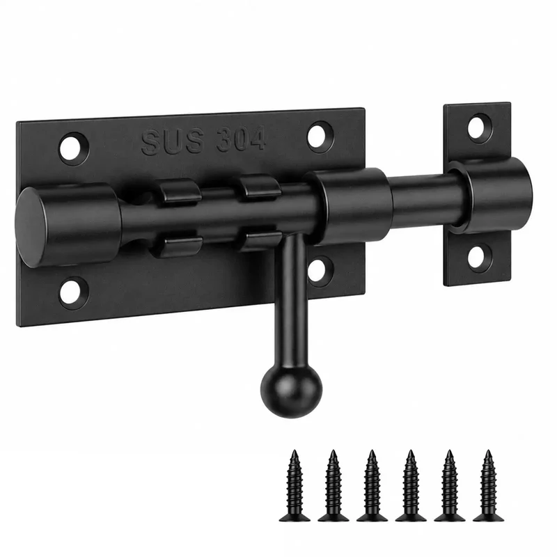 Built Like A Tank 4 Inch Slide Door Lock Latch Hella Durable SUS304 Stainless Steel Barrel Bolt For Outdoor Gate Featuring Killer Rust Proof Finish And Secure Padlock Hole