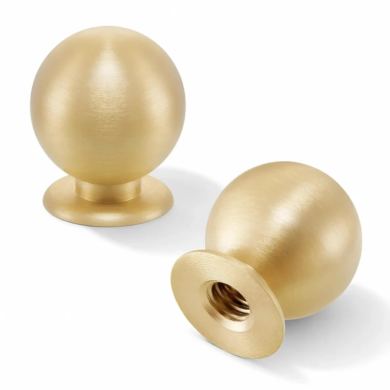 Easy Install Real Deal Solid Brass Mini Knobs 5 Pack Measure a True 1/2 Inch for Crafting DIY Hobbies Jewelry Boxes and Tiny Furniture With Top Shelf Grip and Warm Touch