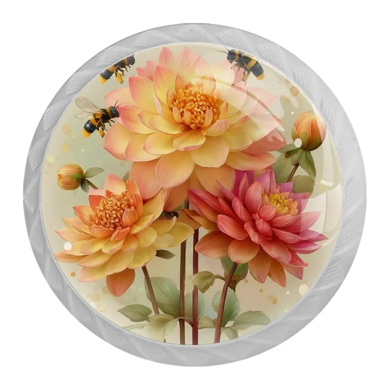 4 Pack Watercolor Floral Cabinet Knobs With Slick Round Design And Boss Grade Durability For Kitchen Cabinets Dresser Drawers And Closet Doors Top Shelf Home Hardware