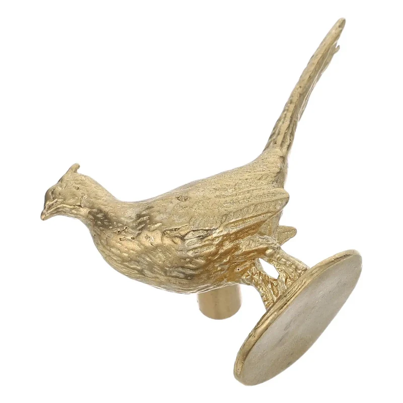 Top Shelf Brass Pheasant Drawer Knob With Rich Golden Finish Rock Solid Cabinet Pull Handle Tarnish Proof Decorative Bird Hardware Zero Hassle Setup Big Room Upgrade