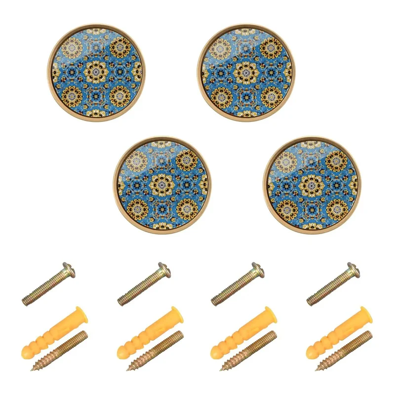 Slick Gold Persian Floral Medallion Cabinet Knobs 4 Pack 1-1/4 Inch Acrylic Drawer Pulls With Expansion Screws For Kitchen Cupboards And Bang For Your Buck Wall Hooks That Go Hard