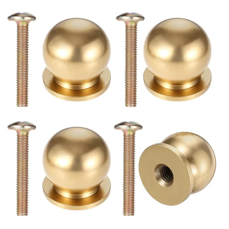 Real Deal Quality Top Shelf Solid Brass Mini Knobs One Half Inch Gold Drawer Pulls Four Pack With Screws Smooth Brushed Cabinet Handles For Cupboards Dressers And Jewelry Boxes