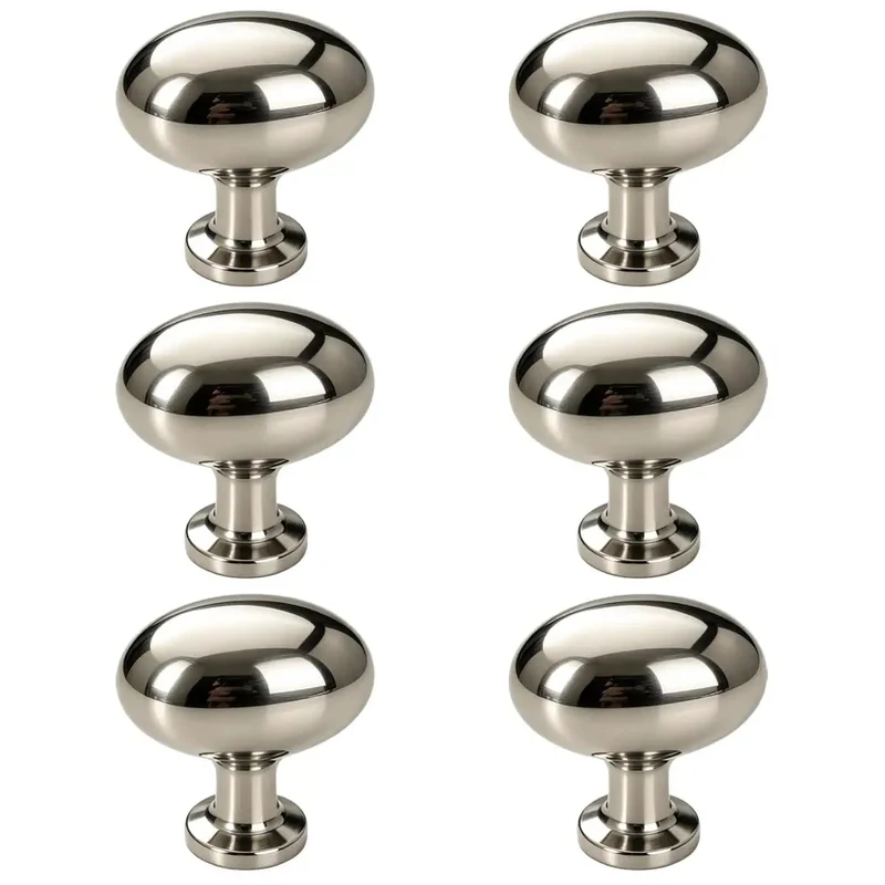 Top Shelf Slick Titanium Silver Mushroom Cabinet Knobs And Drawer Pulls For Kitchen Bathroom And Dresser Crafted From Rock Solid Zinc Alloy With Polished Chrome Finish Modern Minimalist Furniture Hardware 6 Pack Set