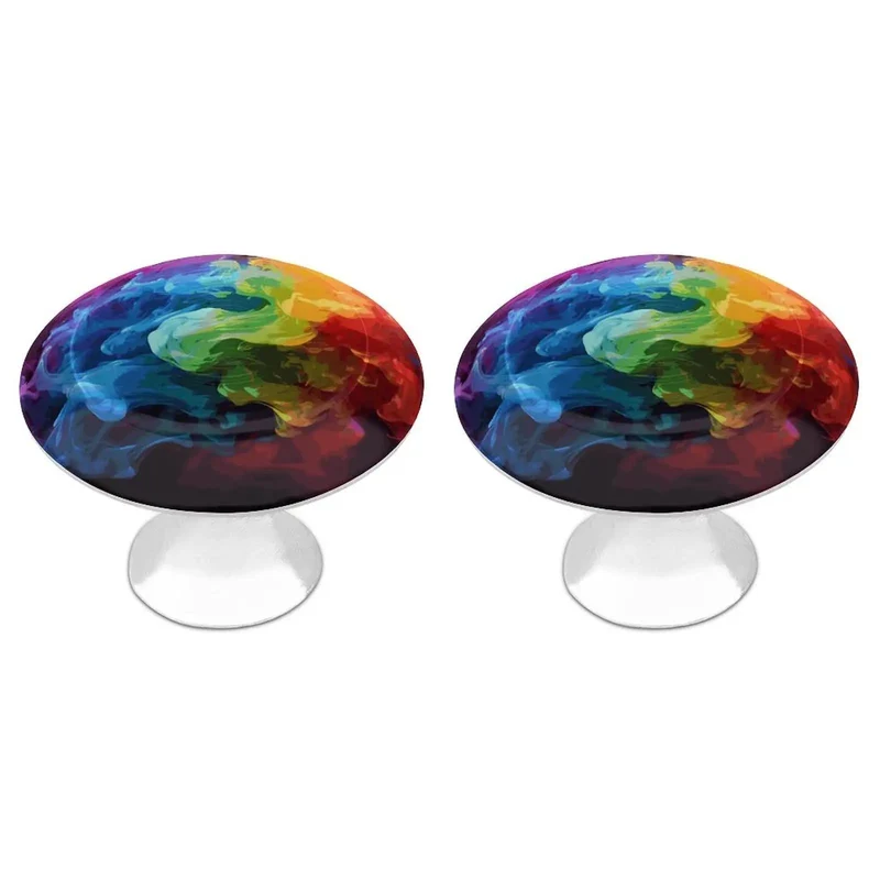 No Fuss 2 Pack Round Cabinet Knobs And Pull Handles For Kitchen Drawer Hardware 1.1 Inch Rainbow Smoke Stainless Steel With Heavy Duty Slick Finish That Holds Up Under Daily Wear