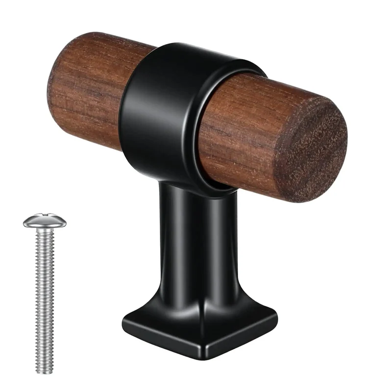 Professional Grade Black T Bar Cabinet Knobs Rustic Single Hole Zinc Alloy Drawer Pulls Solid Grip Furniture Handle Set Smooth Operation Dresser Home Refresh Essentials