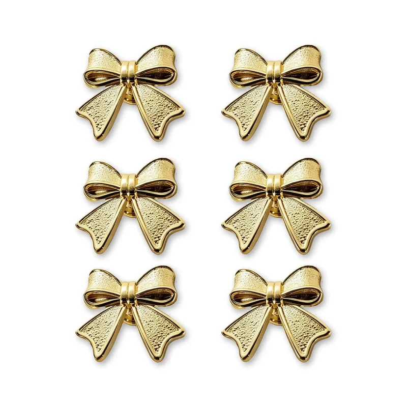 Six Piece Zinc Alloy Bow Drawer Knobs With Vintage Plating And Smooth Curved Handles For Dressers And Vanity Furniture Upgrades That Bring Main Character Energy To Your Space